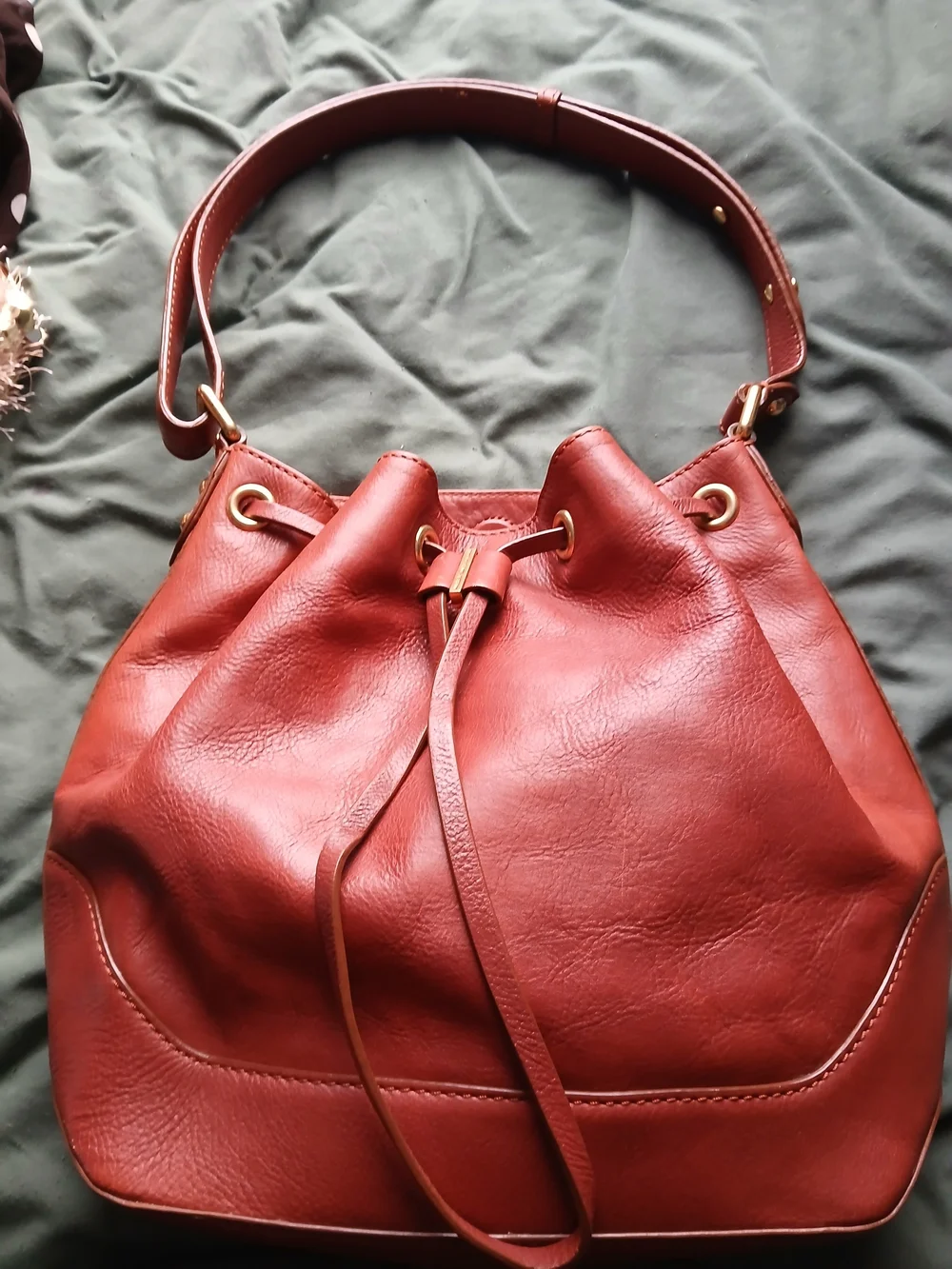 Marc by Marc Jacobs Red Leather Drawstring Shoulder Bag